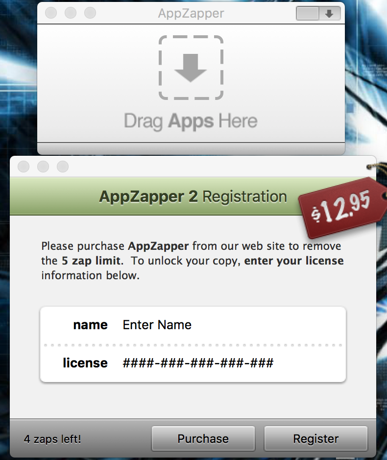 AppZapper nag screen AppZapper nag screen