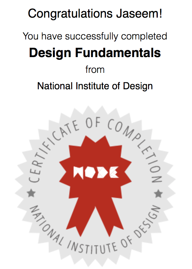 Certificate of completion