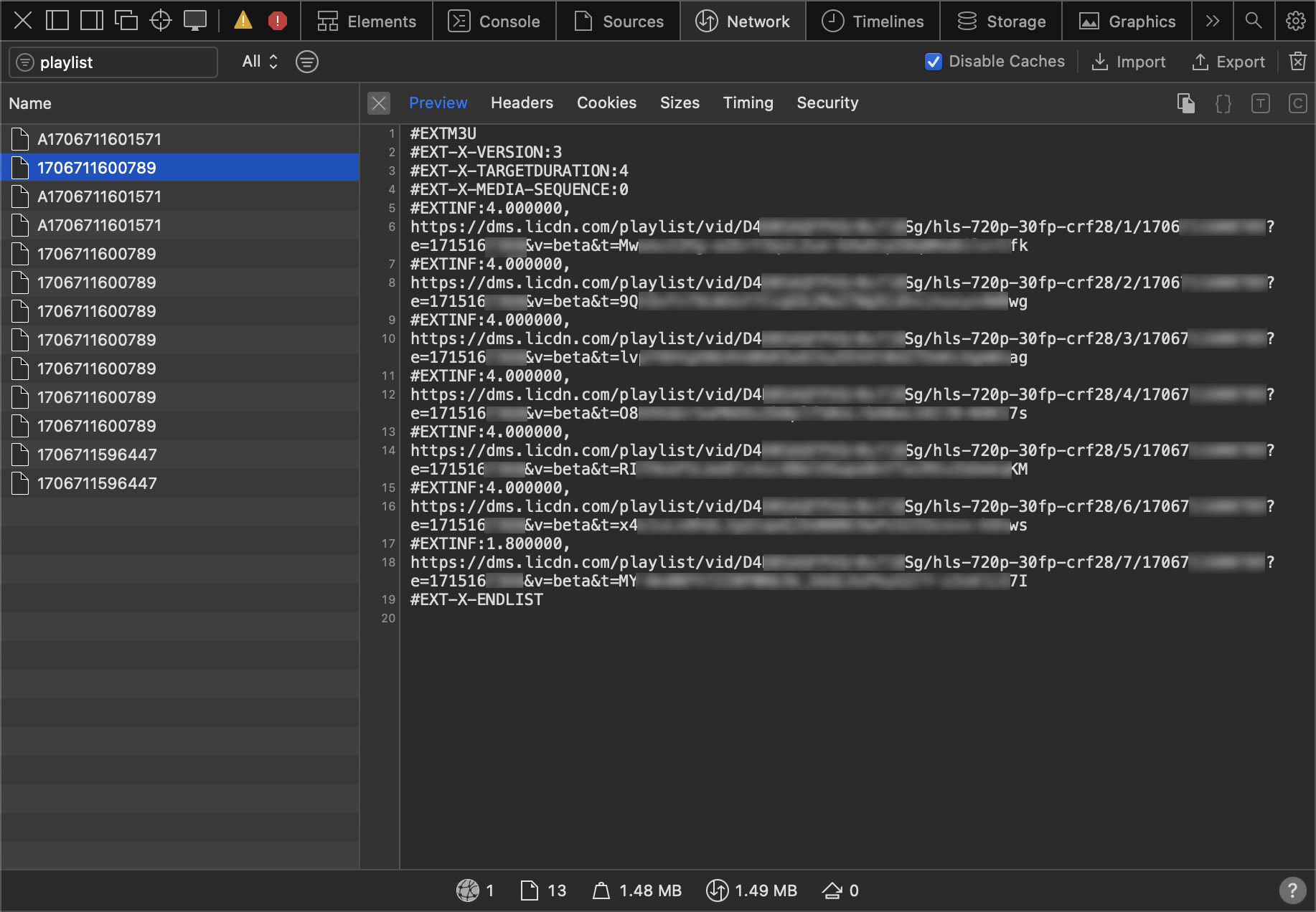 M3U8 Playlist for 720p