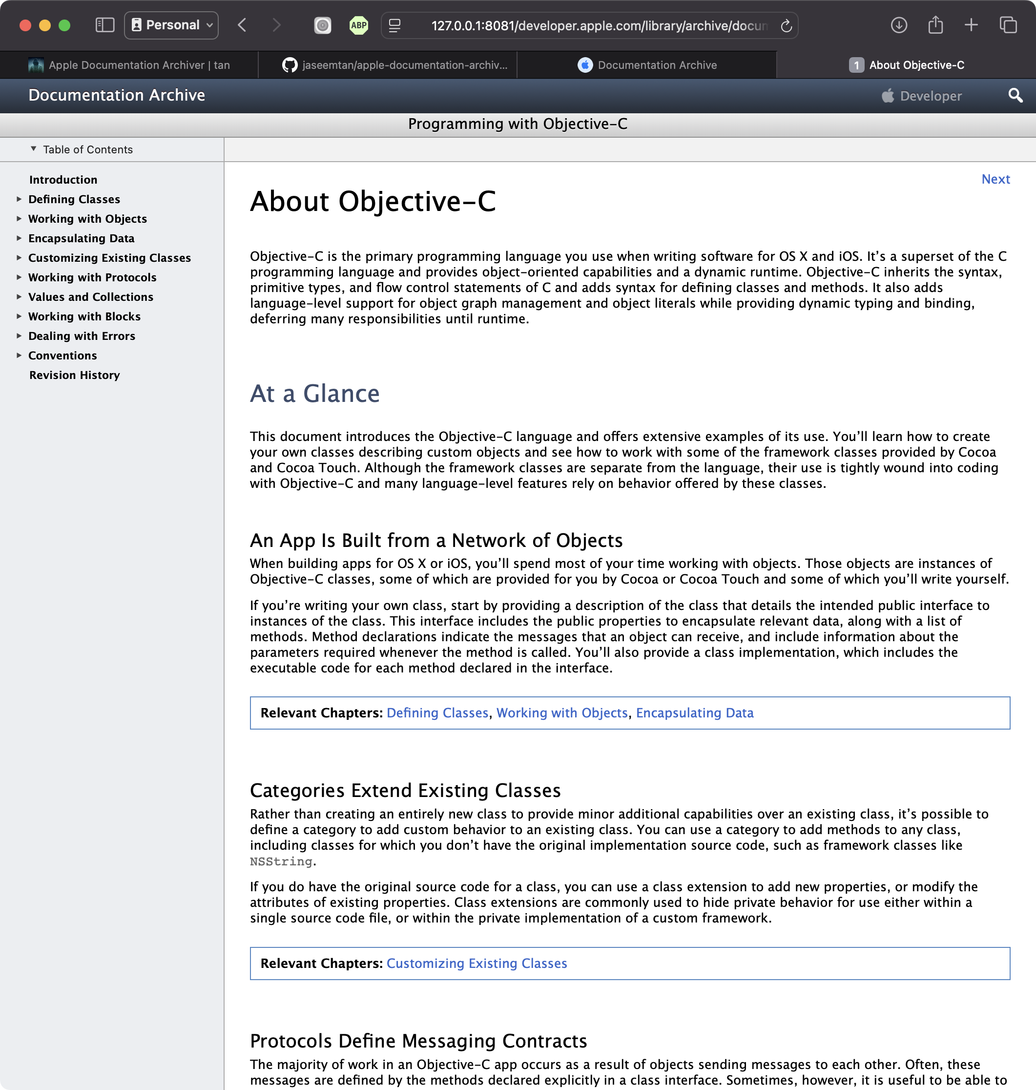 Apple Documentation Archive Objective-C
